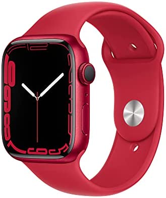 Apple Watch Series 7 [GPS 45mm] Smart Watch w/ (Product) RED Aluminum Case with (Product) RED Sport Band. Fitness Tracker, Blood Oxygen & ECG Apps, Always-On Retina Display, Water Resistant
