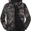 Men's Spring/Autumn Camouflage Jacket Sport Mesh Breathable Colorblock Jacket Thin Loose Drawstring Hooded Trench Coat