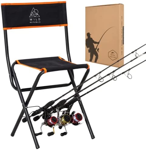 WILD REPUBLIC Fishing Chairs Folding with Rod Holder | Fishing Gifts for Men | Fishing Chair | Fishing Chair with Rod Holder | Fishing Seat | The Best Fishing Gift | Fisherman Gifts for Men