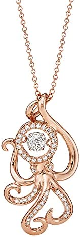 14K Rose Gold Octopus Diamond Necklace (.19ct Brown Crown of Light Diamond, I2 Clarity & .13ctw Diamond G-H Color, SI1-SI3 Clarity)