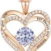 CDE Forever Love Heart Pendant Necklaces for Women 925 Sterling Silver with Birthstone Zirconia, Birthday Anniversary Jewelry Gift for Women Wife Girls