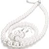 Finrezio Faux Pearl Choker Necklace Dangle Earrings Bracelet Crystal Jewelry Set for Women Wedding Jewelry Sets Bridesmaids Gifts