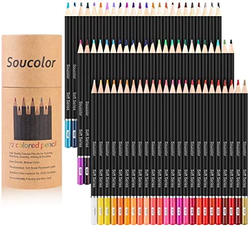 Soucolor 72-Color Colored Pencils for Adult Coloring Books, Soft Core, Artist Sketching Drawing Pencils Art Craft Supplies, Coloring Pencils Set Gift for Adults Kids Beginners