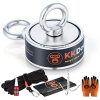 King Kong Magnetics 1200 lbs Pulling Force Magnet Fishing Kit - 3 inch Strong Neodymium Fishing Magnets-Gloves, Nylon Rope, Hook, A Bag, Thread Locker & Carabiners Included