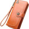 Women's Wallet With Zipper Large Credit Card Holder Wallets Leather Capacity RFID Blocking Wallet Travel Clutch Wristlet