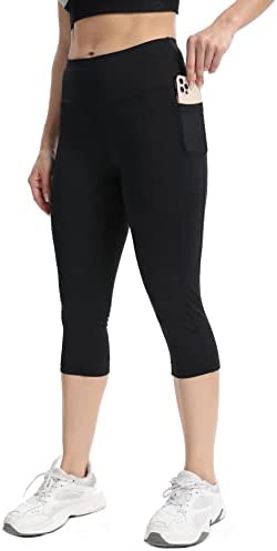 picotee Capri Leggings with Pockets for Women Tummy Control High Waisted Yoga Pants