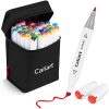 Caliart 41 Colors Dual Tip Art Markers Permanent Alcohol Based Markers Colored Artist Drawing Marker Pens Highlighters With Case for Coloring Animation Illustration Painting Card Making Underlining