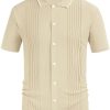 PJ PAUL JONES Mens Knitting Polo Shirts Classic Fit Button Shirt for Golf