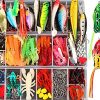 375pcs Fishing Lures for Freshwater, Fishing Tackle Box 2 Big Frogs Grasshopper Lifelike Fish Baits Plastic Worms, Artificial Fishing Baits for Bass Trout Salmon, Best Fishing Gifts for Men Kids
