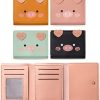 4 Pcs Women Cute Wallets PU Leather Wallet RFID Blocking Trifold Wallets Pig Wallet with ID Window Small Card Holder for Teen Girls and Ladies Wallet