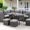AECOJOY 7 Pieces Outdoor Patio Furniture with Table, Wicker Rattan Outdoor Patio Furniture Set Clearance Sets, Patio Dining Furniture Set with Table&Chair, Grey