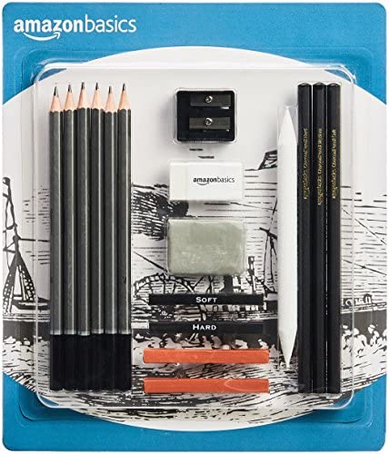 Amazon Basics Sketch and Drawing Art Pencil Kit - 17 Piece Set
