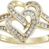 Amazon Collection 10k Yellow Gold Diamond Heart Ring (1/10cttw, I-J Color, I2-I3 Clarity)