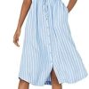 Amazon Essentials Women's Half-Sleeve Waisted Midi A-Line Dress, Blue/White, French Stripe, Small