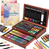 Art Supplies, 146-Piece Deluxe Wooden Art Set Crafts Painting Kit with 2 Sketch Pads, Includes Crayons, Colored Pencils, Oil Pastels, Creative Gift for Teens, Beginners Girls Boys