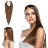 Briiwii Human Hair Toppers for Women 12" Silktop base 6x6.5" with Weft for Women with Hair Loss Thinning Hair Grey Hair Real Virgin Human Hair Free Part Hand Tied(#Dark Brown)