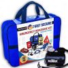 Car Emergency Safety Kit Bag with Portable Air Compressor, First Aid Kit, Heavy Duty Roadside Auto Emergency Kits Jumper Cables Tow Strap Tire Pressure Gauge, Headlamp, for Women, Men, Teen