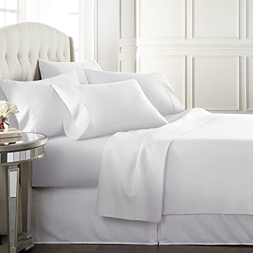 Danjor Linens King Size Bed Sheets Set - 1800 Series 6 Piece Bedding Sheet & Pillowcases Sets w/ Deep Pockets - Fade Resistant & Machine Washable - White