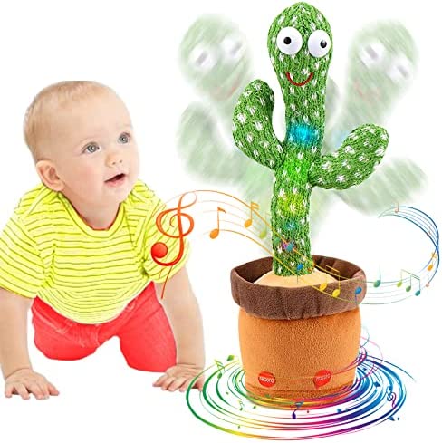 Emoin Dancing Cactus,Talking Cactus Toy,Sunny The Cactus Repeats What You Say,Electronic Dancing Cactus Toy with Lighting,Singing Cactus Recording Cactus Mimicking Toy for Kids