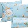 FADFAY Floral Bedding Shabby Blue Bird Print Bed Sheet Set Luxury Bedding Collections 800 Thread Count 100% Egyptian Cotton Deep Pocket, 4 Piece-King Size