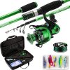 Ghosthorn Fishing Rod and Reel Combo, Graphite Telescoping Fishing Pole Collapsible Portable Travel Kit with Carrier Bag for Freshwater Fishing Gift for Men