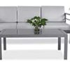 GreeLife Outdoor Patio Furniture Set Metal Patio Couch Conversation Sets Modern Dark Grey Sectional Seating Sofa with Waterproof Cushion and Coffee Table for Balcony Backyard Garden Lawn Poolside