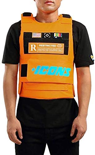 HUDSON Outerwear Men's Icon Fashion Vest with Adjustable Velcro Straps and Patches, Neon Orange