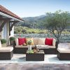 Homall 6 Pieces Patio Outdoor Furniture Sets, Low Back All-Weather Rattan Sectional Sofa Manual Weaving Wicker Conversation Set with Coffee Table and Washable Couch Cushions (Light Beige)