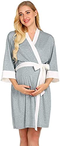 KIOCK Womens Maternity Dresses for Photoshoot, Maternity Nursing Robe Delivery Nightgowns Hospital Breastfeeding Gown