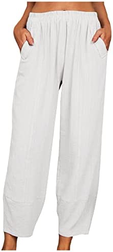Ladies Cotton Pants Plus Size Trousers Straight Leg Slacks for Women Summer Pants Comfy Trousers Lightweight Slacks