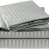 Mellanni King Size Sheet Set - Luxury 1800 Bedding Sheets & Pillowcases - Extra Soft Cooling Bed Sheets - Deep Pocket up to 16" - Wrinkle, Fade, Stain Resistant - 4 PC (King, Striped - Gray / Silver)