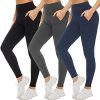 NEW YOUNG 3 Pack Leggings with Pockets for Women,High Waisted Tummy Control Workout Yoga Pants