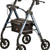 NOVA Medical Products Star DX Heavy Duty Bariatric Rollator Walker with Extra Wide Padded Seat, Blue