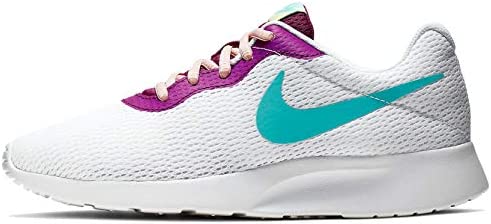 Nike Women's WMNS Tanjun Running Shoes, White (White/Lt Aqua/Hyper Violet/Bleached Coral/Luminous Green 106), 5 UK