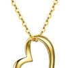 Solid 14k Gold Heart Necklace for Women, Fine Gold Love Jewelry for Wife/Mom/Girlfriend, Birthday Pesent for Her, 16+2 Inch