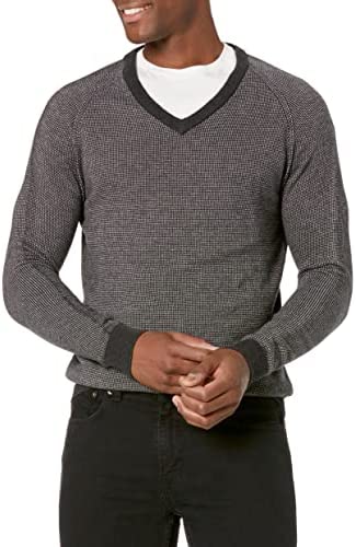 The Knitwear Lab Men's 3D Birdseye V-Neck Pullover Sweater