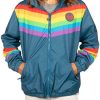 Tipsy Elves Rainglow Jacket - Blue Rainbow Striped Windbreaker