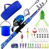 WIDDEN Kids Fishing Pole, Portable Telescopic Kids Fishing Poles for Boys and Girls, Fishing Rod and Reel Combo Kit with Tackle Box, and Fishing Net, Best Fishing Pole for Toddler Youth