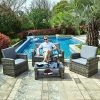 YITAHOME 5 Piece Patio Furniture Sets, All-Weather Outdoor Patio Conversation Set, PE Rattan Wicker Small Sectional Patio Sofa Set with Table, Gray Gradient