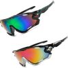 dreamoncloudy Polarized Sports Sunglasses for Men and Women Driving Running Baseball Cycling Riding Golf Fishing UV Protection Sun Glasses 2 PACK, Black Silvery Red, Black Green, 15cm*7.1cm*5.5cm